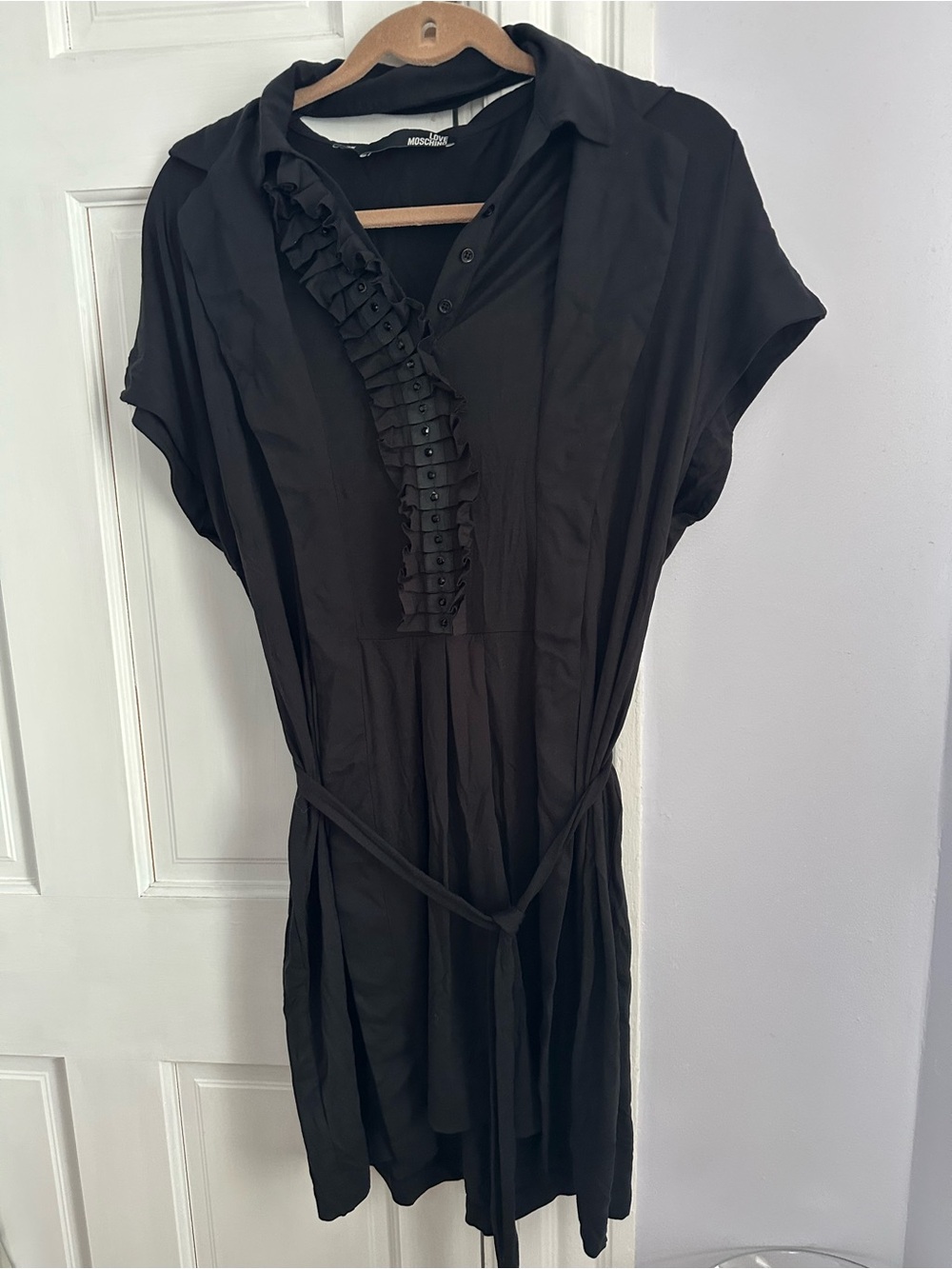Love Moschino Black Ruffle-Front Midi Dress